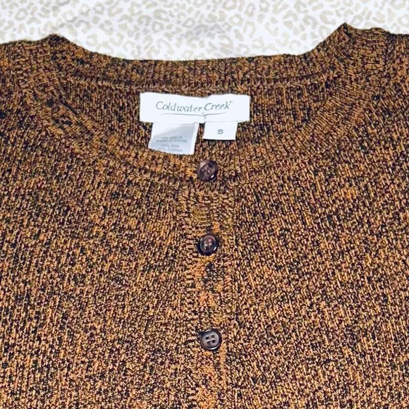 Burnt orange and black knit button-down cardigan by Coldwater Creek - Picture 3 of 5